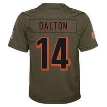 Load image into Gallery viewer, Youth Cincinnati Bengals Andy Dalton Nike Olive Salute to Service Game Jersey