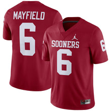 Load image into Gallery viewer, Men's Jordan Brand Baker Mayfield Crimson Oklahoma Sooners Alumni Player Jersey