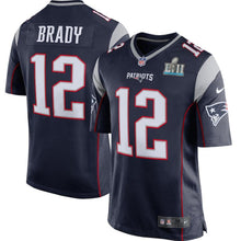 Load image into Gallery viewer, Tom Brady New England Patriots Youth Super Bowl LII Bound Game Jersey – Navy 2018/2019 Super Bowl