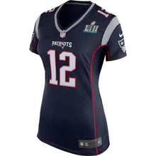 Load image into Gallery viewer, Tom Brady New England Patriots Women's Navy Super Bowl LII Bound Game Jersey 2018 Super Bowl