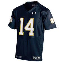 Load image into Gallery viewer, Men's Under Armour #14 Navy Notre Dame Fighting Irish Premier Jersey