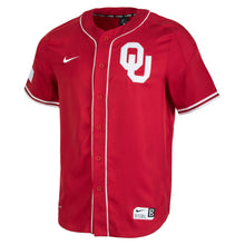 Load image into Gallery viewer, Men's Nike Crimson Oklahoma Sooners Full-Button Vapor Performance Baseball Jersey