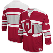 Load image into Gallery viewer, Men's Colosseum Crimson Oklahoma Sooners Open Net II Hockey Sweater
