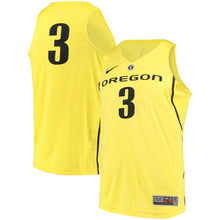 Load image into Gallery viewer, Men's Nike #3 Yellow Oregon Ducks Authentic Basketball Jersey