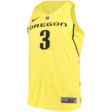 Load image into Gallery viewer, Men's Nike #3 Yellow Oregon Ducks Authentic Basketball Jersey