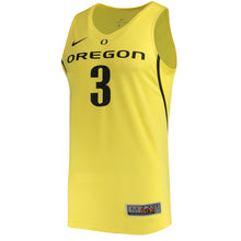 Load image into Gallery viewer, Men's Nike #3 Yellow Oregon Ducks College Basketball Replica Jersey