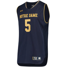 Load image into Gallery viewer, Men's Under Armour #5 Navy Notre Dame Fighting Irish Replica Performance Basketball Jersey