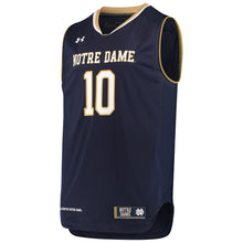 Load image into Gallery viewer, Men's Under Armour Navy #10 Notre Dame Fighting Irish Replica Basketball Jerseys