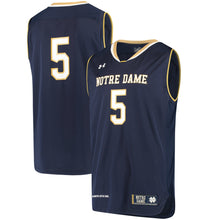 Load image into Gallery viewer, Men's Under Armour #5 Navy Notre Dame Fighting Irish Replica Basketball Jersey