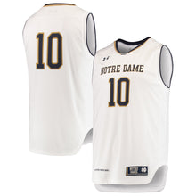 Load image into Gallery viewer, Men's Under Armour White/Navy #10 Notre Dame Fighting Irish Replica Basketball Jerseys