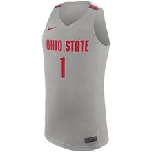 Load image into Gallery viewer, Men's Nike Gray/Scarlet Ohio State Buckeyes College Replica Basketball Jersey