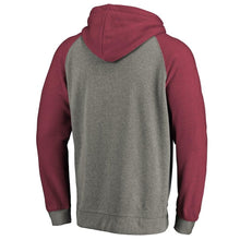 Load image into Gallery viewer, Men's Arizona Cardinals NFL Pro Line by Fanatics Branded Gray/Cardinal Throwback Logo Tri-Blend Raglan Pullover Hoodie