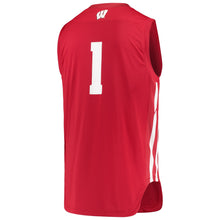 Load image into Gallery viewer, Men's Under Armour White/Red #1 Wisconsin Badgers Replica Basketball Jersey