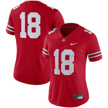 Load image into Gallery viewer, Women's Nike #18 White/Scarlet Ohio State Buckeyes Game Jersey