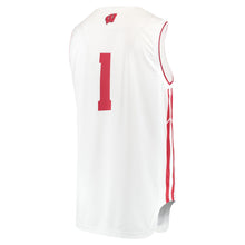 Load image into Gallery viewer, Men's Under Armour White/Red #1 Wisconsin Badgers Replica Basketball Jersey