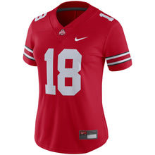 Load image into Gallery viewer, Women's Nike #18 White/Scarlet Ohio State Buckeyes Game Jersey