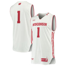 Load image into Gallery viewer, Men's Under Armour White #1 Wisconsin Badgers Replica Basketball Jersey
