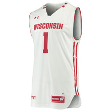 Load image into Gallery viewer, Men's Under Armour White #1 Wisconsin Badgers Replica Basketball Jersey