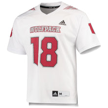 Load image into Gallery viewer, Men's Adidas #18 White NC State Wolfpack Special Game Premier Jersey