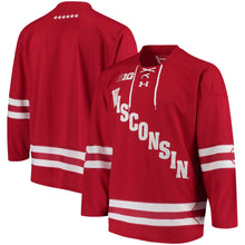 Load image into Gallery viewer, Men's Under Armour Red Wisconsin Badgers Replica Hockey Jersey