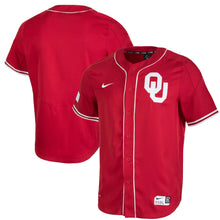 Load image into Gallery viewer, Men's Nike Crimson Oklahoma Sooners Full-Button Vapor Performance Baseball Jersey