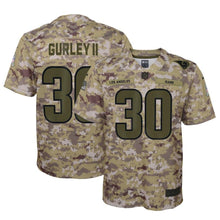 Load image into Gallery viewer, TODD GURLEY II LOS ANGELES RAMS SUPER BOWL YOUTH SALUTE TO SERVICE GAME JERSEY - CAMO 2018/2019